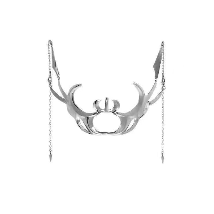 Adjustable Halloween Cyberpunk Alien Fluid Silver Mask - side view