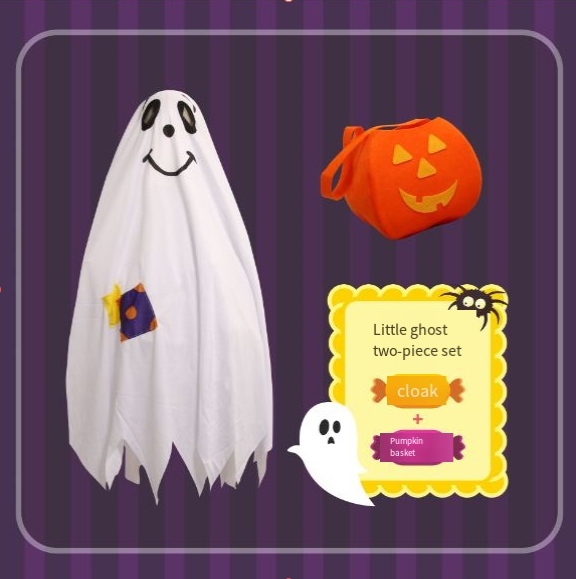 Kids Witch Ghost Cape Costume - Halloween Cosplay Dress-Up