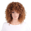African Curly Long Wig with Side Bangs for Women - front view