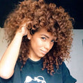 African Curly Long Wig with Side Bangs for Women - back view