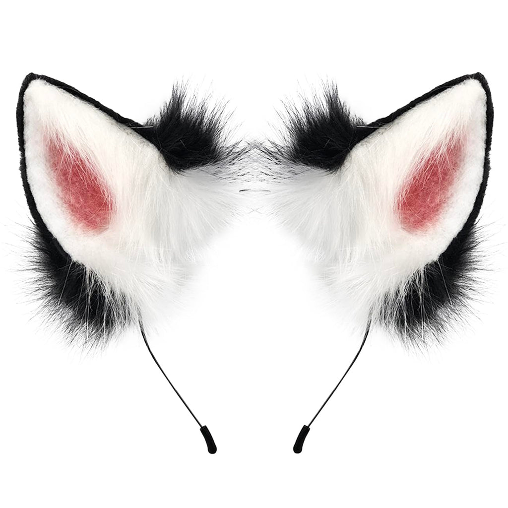 Anbiliwobo Wolf Fox Furry Ears Headwear Halloween Cosplay Cat Ears Headband - front view