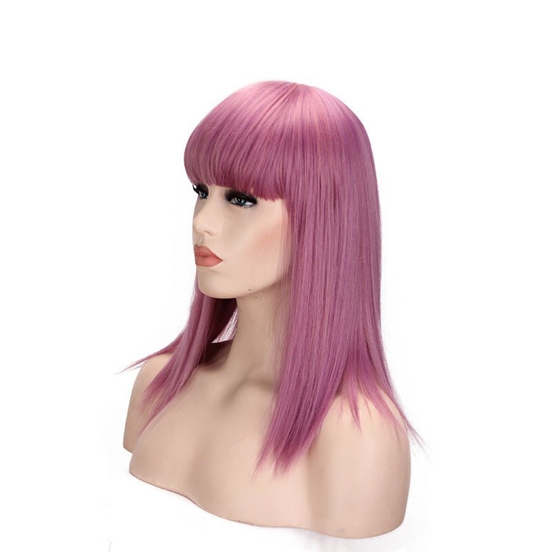 Anime Cosplay Wig with Bangs and Long Straight Hair - front view