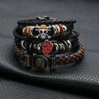 Anime Leather Bracelet - Multilayer Electroplated Alloy Cuff for Fans - front view