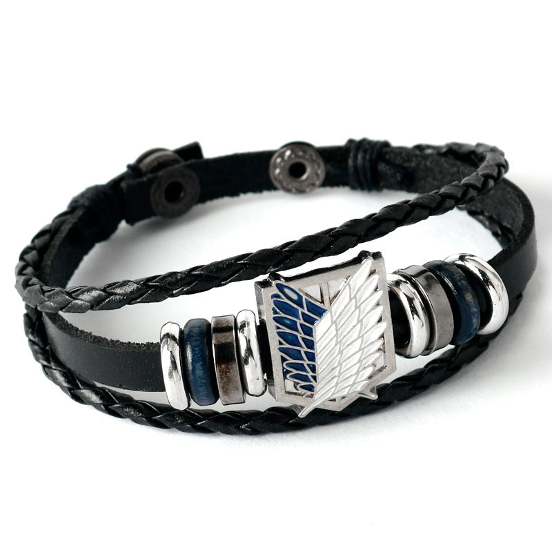 Anime Leather Bracelet - Multilayer Electroplated Alloy Cuff for Fans - back view