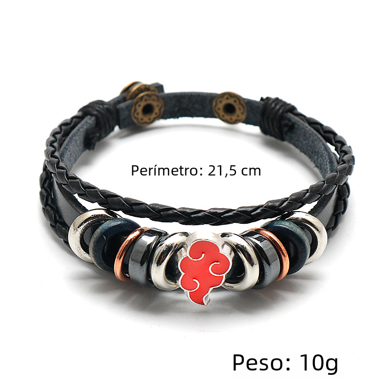 Anime Leather Bracelet - Multilayer Electroplated Alloy Cuff for Fans - styled view