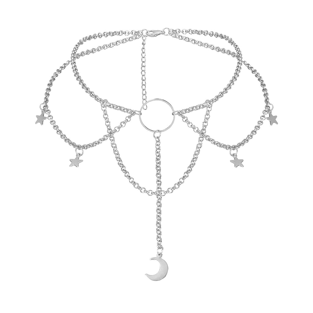 AOEDEJ Moon Choker Necklace Black Choker Necklace for Women Moon Choker Goth Necklaces for - front view
