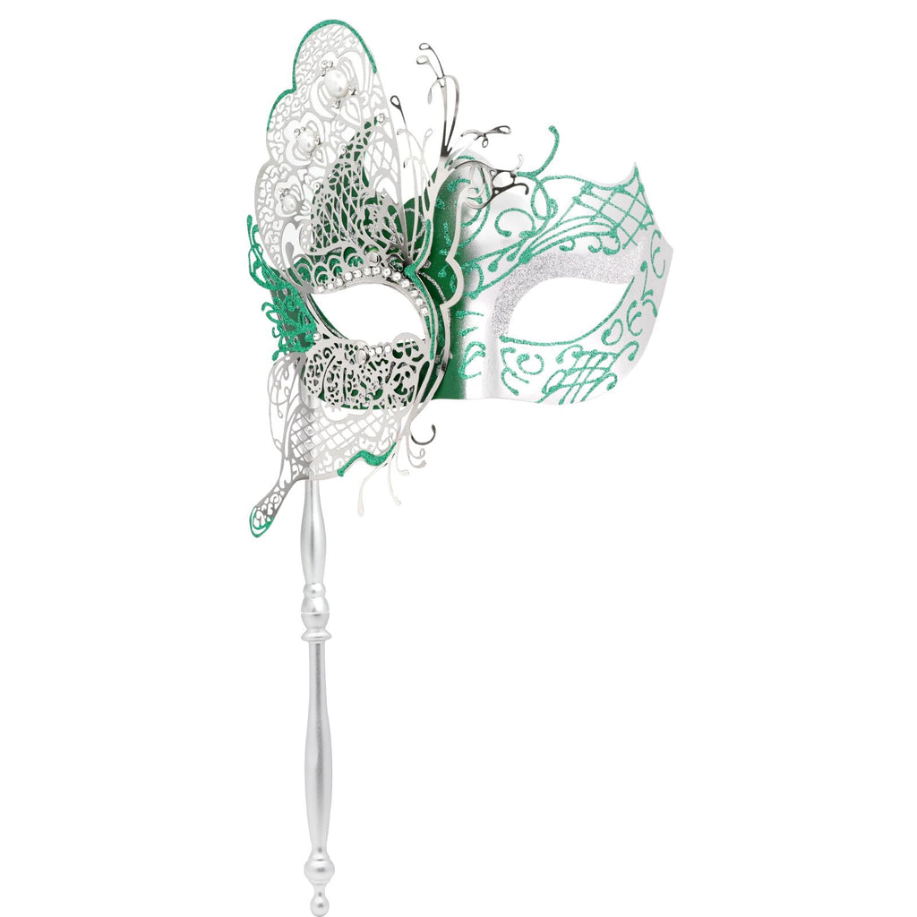 Venetian Masquerade Mask on Stick - Laser-Cut Butterfly Design