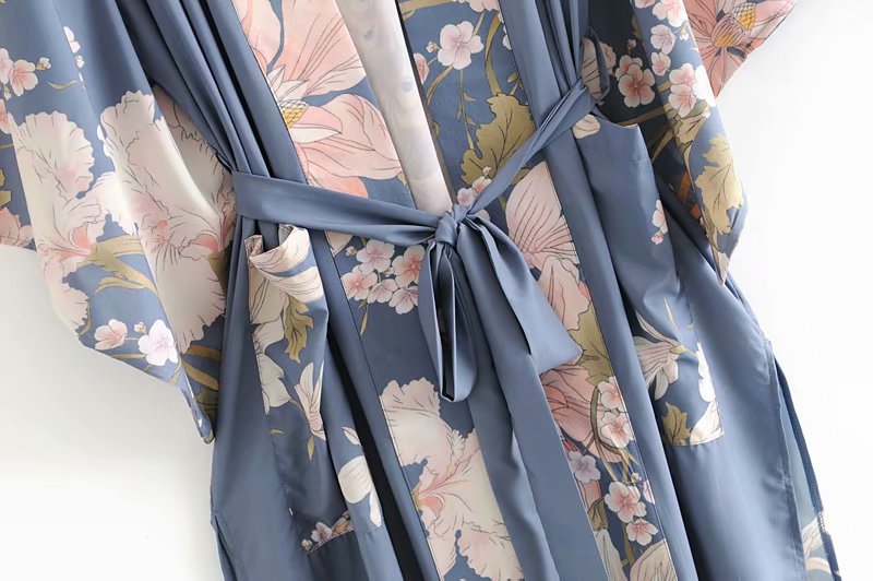 Womens Peacock Floral Kimono Robe - Beach Vacation Cover-Up