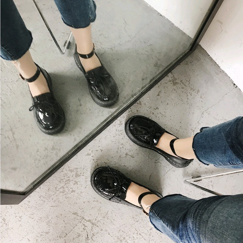 Lolita Bow Platform Shoes - Harajuku Round Toe Thick Sole