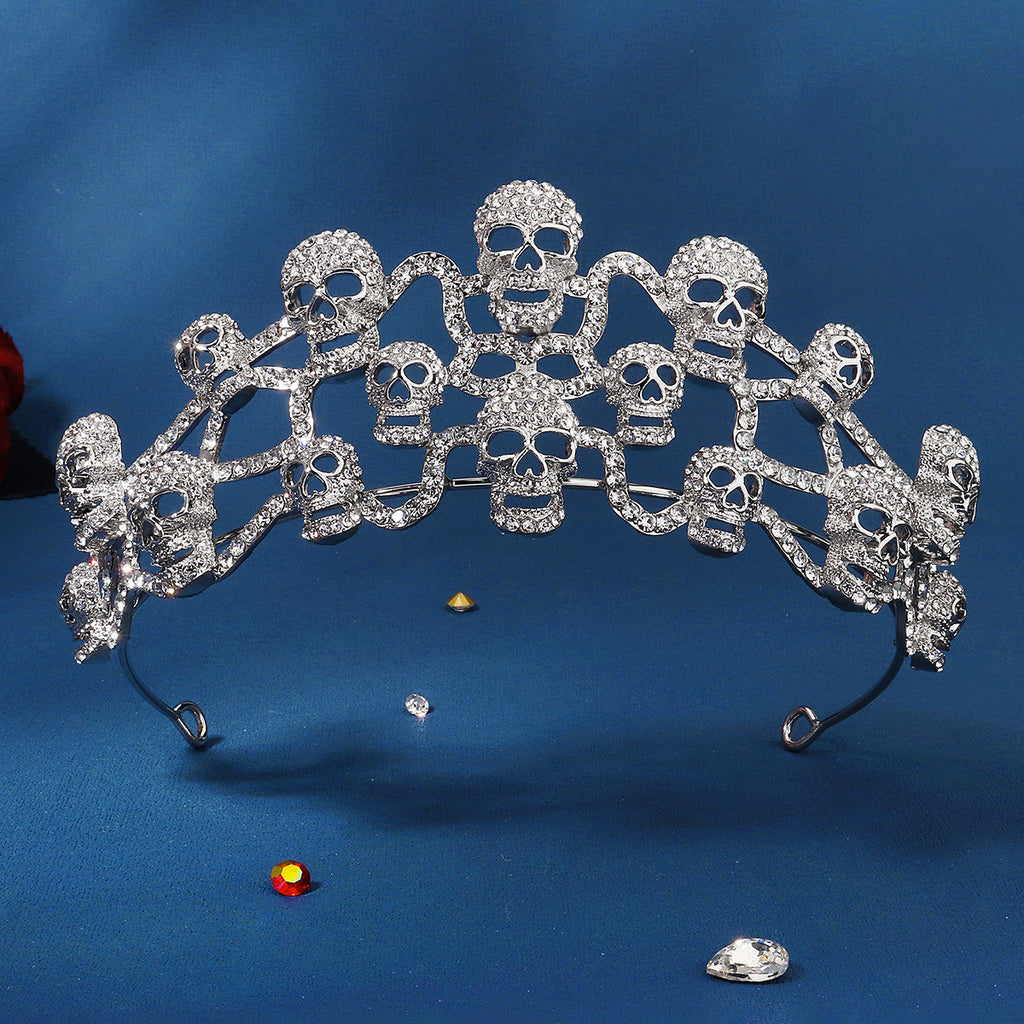 Skull Rhinestone Crown - Gothic Punk Tiara Headband