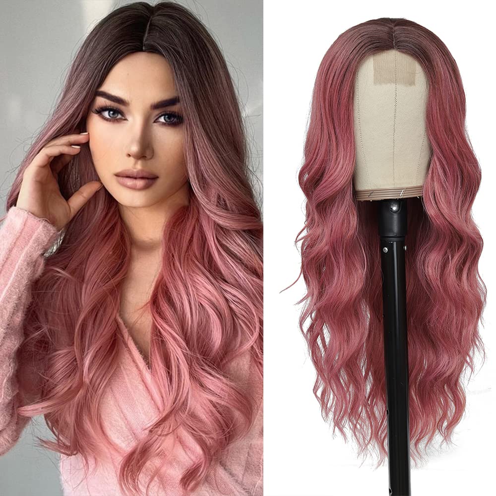 Long Wavy Middle Part Wig - Soft Synthetic Protein Fiber