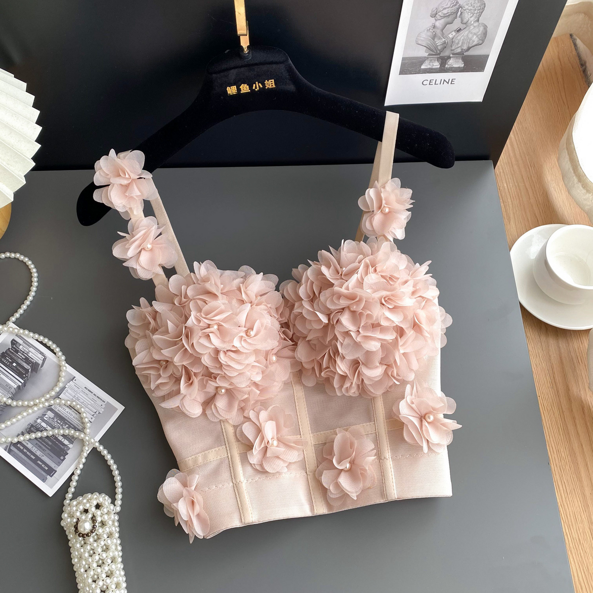 Floral Corset Camisole Top - Sweetheart Neck, Backless