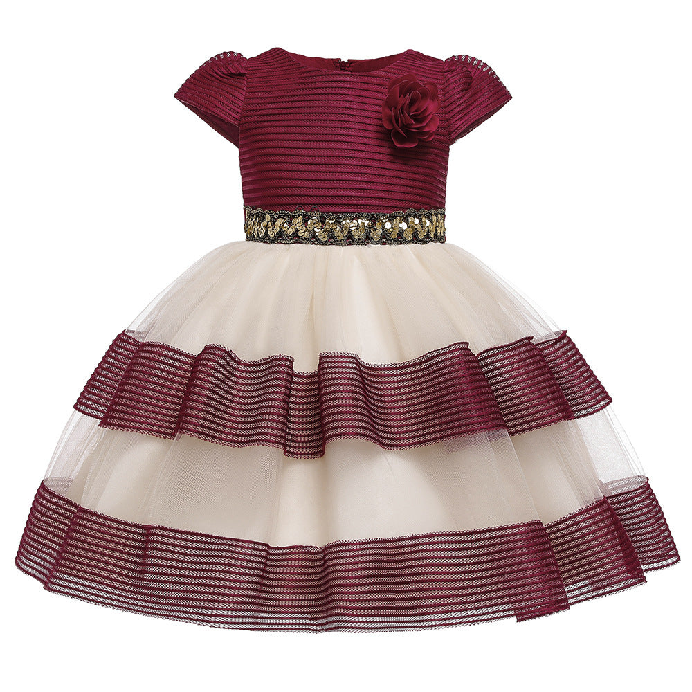 Kids' Sequined Mesh Tutu Skirt - Enzyme-Washed Fabric