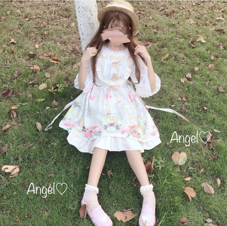 Lolita Princess Student Dress - Sweet Printed Polyester
