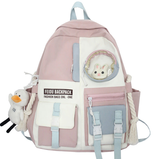 Kawaii Harajuku Backpack - Waterproof Nylon School Bag