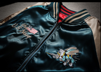 Bee Embroidered Reversible Baseball Jacket (Harajuku Style) - in use