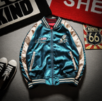 Bee Embroidered Reversible Baseball Jacket (Harajuku Style) - side view
