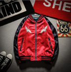 Bee Embroidered Reversible Baseball Jacket (Harajuku Style) - styled view