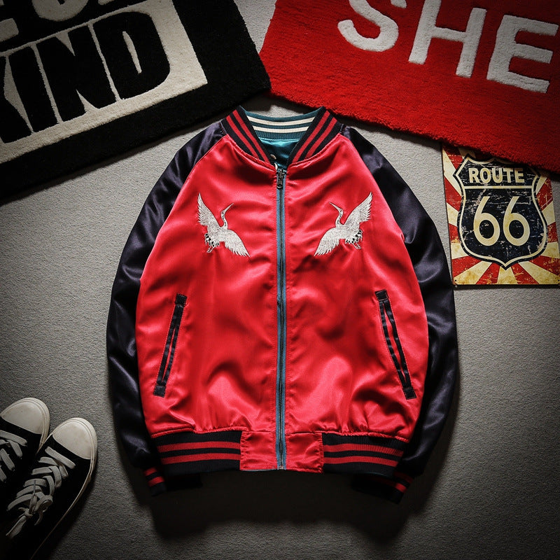 Bee Embroidered Reversible Baseball Jacket (Harajuku Style) - packaging view