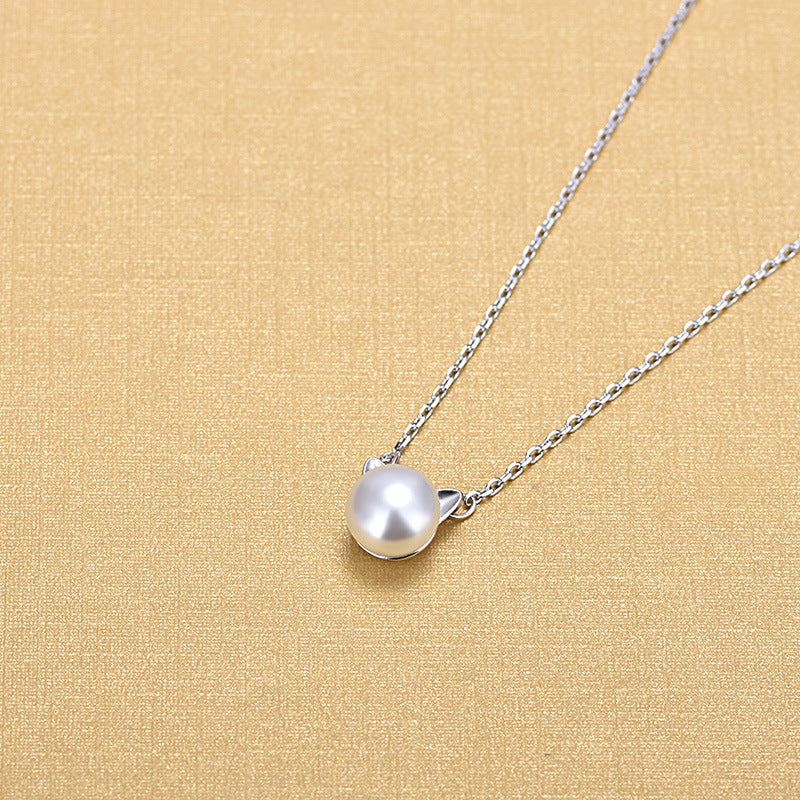 Cat Ear Pearl Choker Necklace - front view