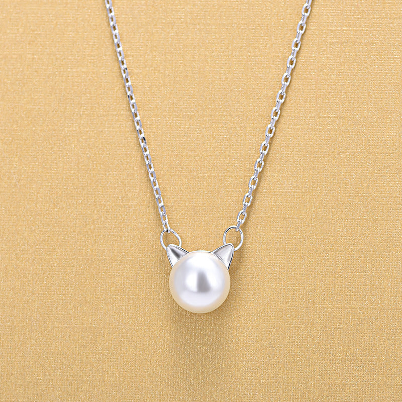 Cat Ear Pearl Choker Necklace - back view