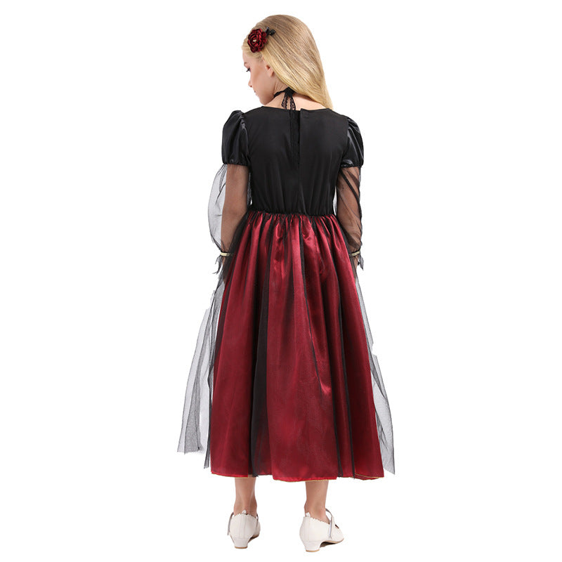 Girls Vampire Princess Dress - Halloween Dress-Up Costume