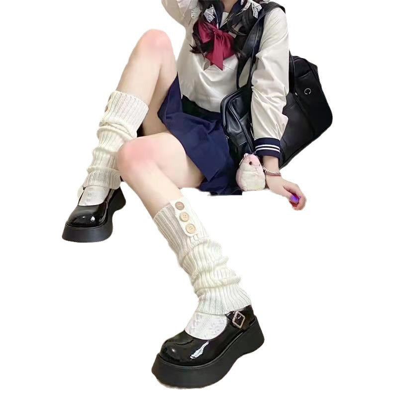 Lolita Button Sock Covers - Cotton Blend Fashion Accessory