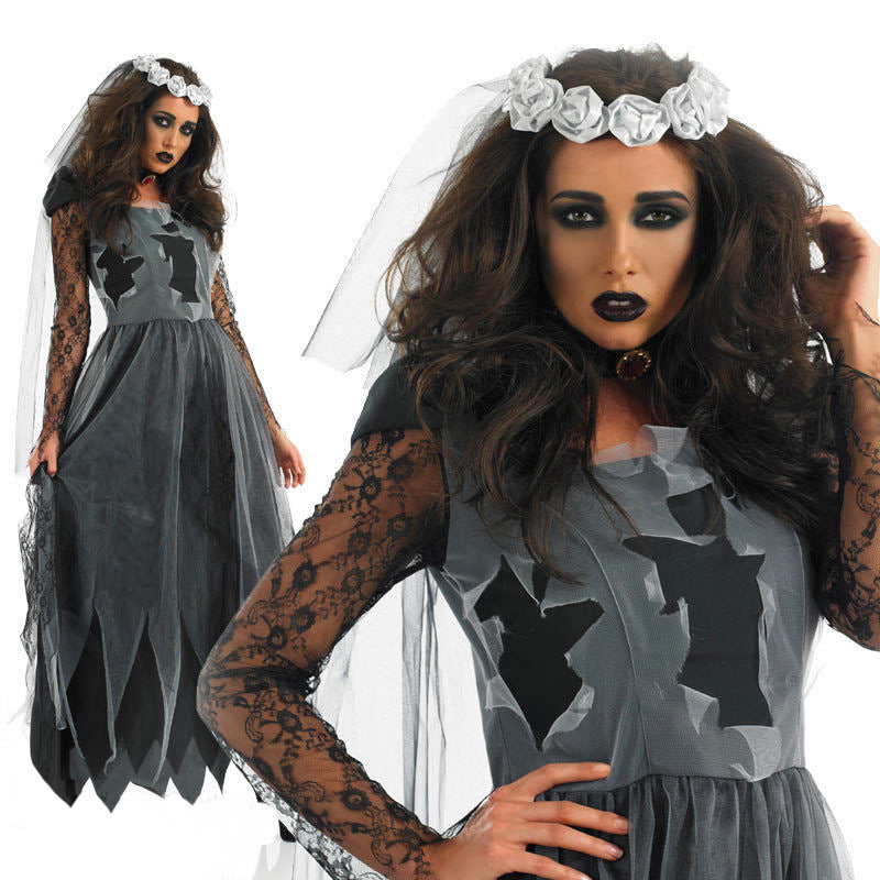 Devil Vampire Bride Costume - Halloween Dress with Veil