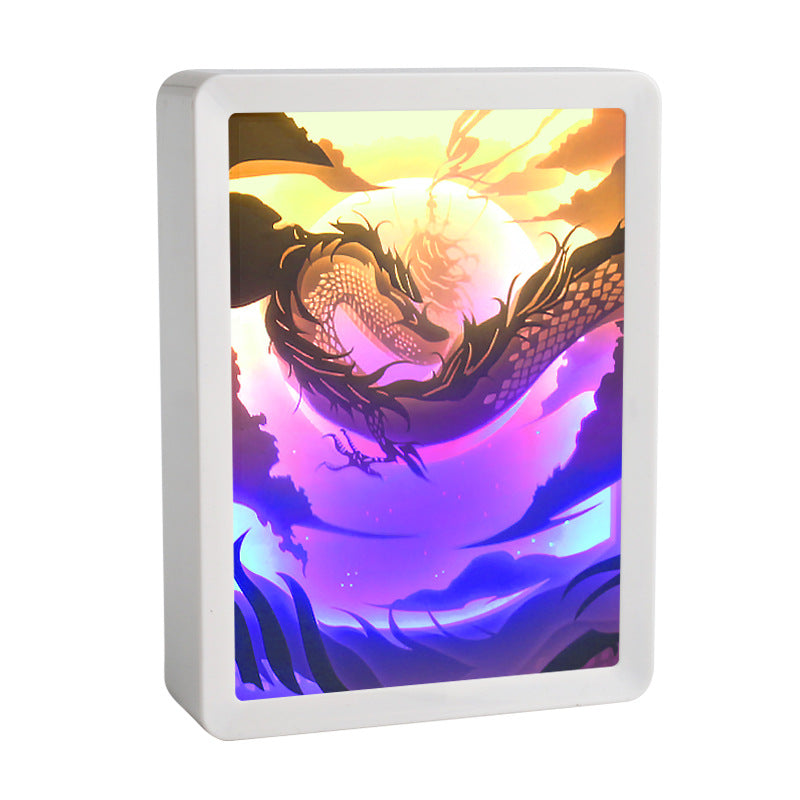 Chinese Style Anime Night Light - 3D Dragon Shadow Lamp - front view
