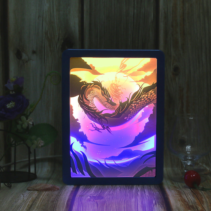 Chinese Style Anime Night Light - 3D Dragon Shadow Lamp - side view