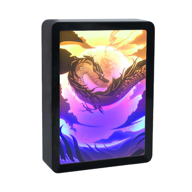 Chinese Style Anime Night Light - 3D Dragon Shadow Lamp - close-up