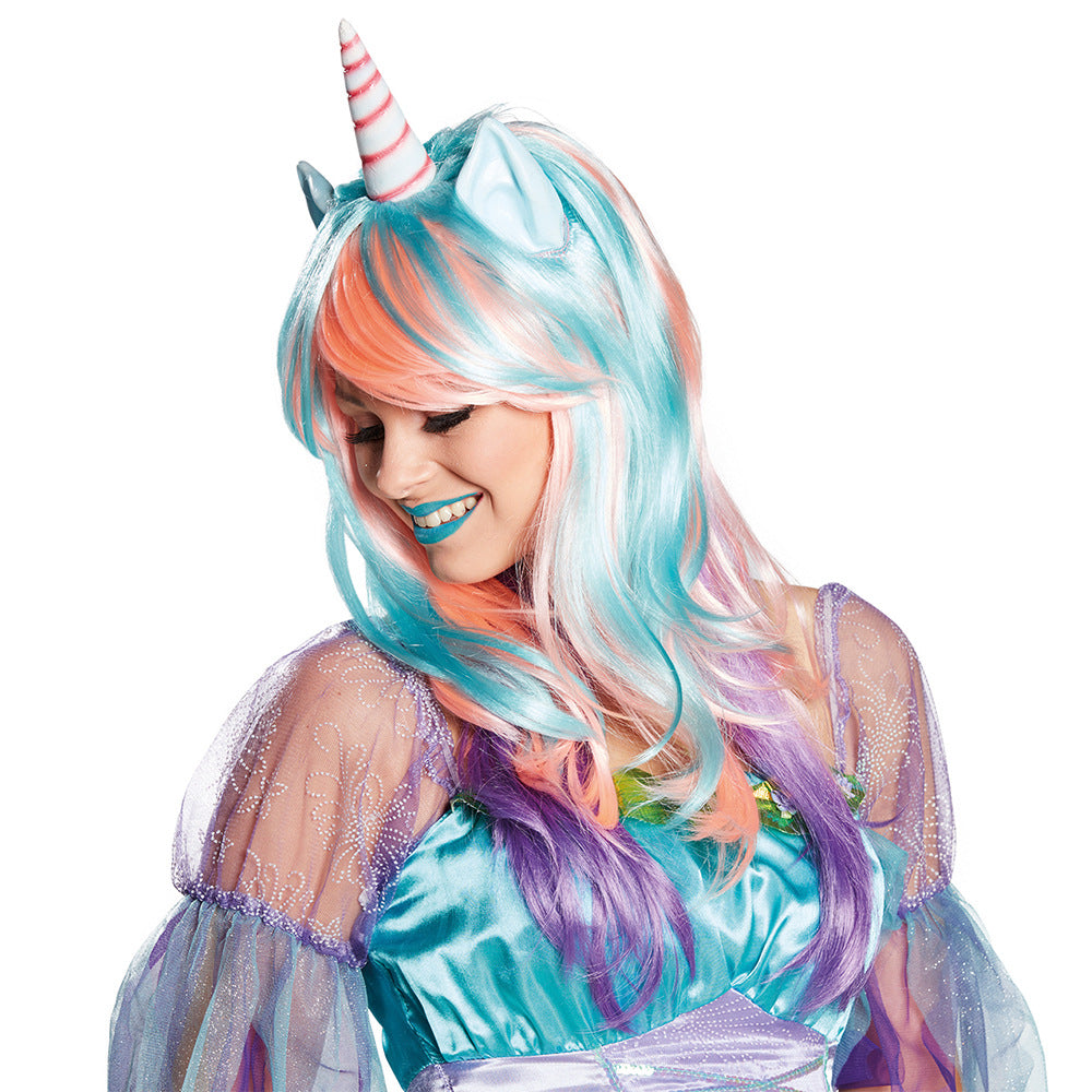 Colorful Unicorn Wig for Cosplay and Anime Events - front view