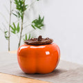 Creative Ceramic Teapot in Persimmon Shape (1pc) - front view