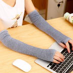 Creative Korean Style Fingerless Winter Arm Warmers - back view