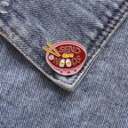 Cute Cartoon Ramen Brooch - Stylish Japanese Pin - detail view