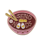 Cute Cartoon Ramen Brooch - Stylish Japanese Pin - side view