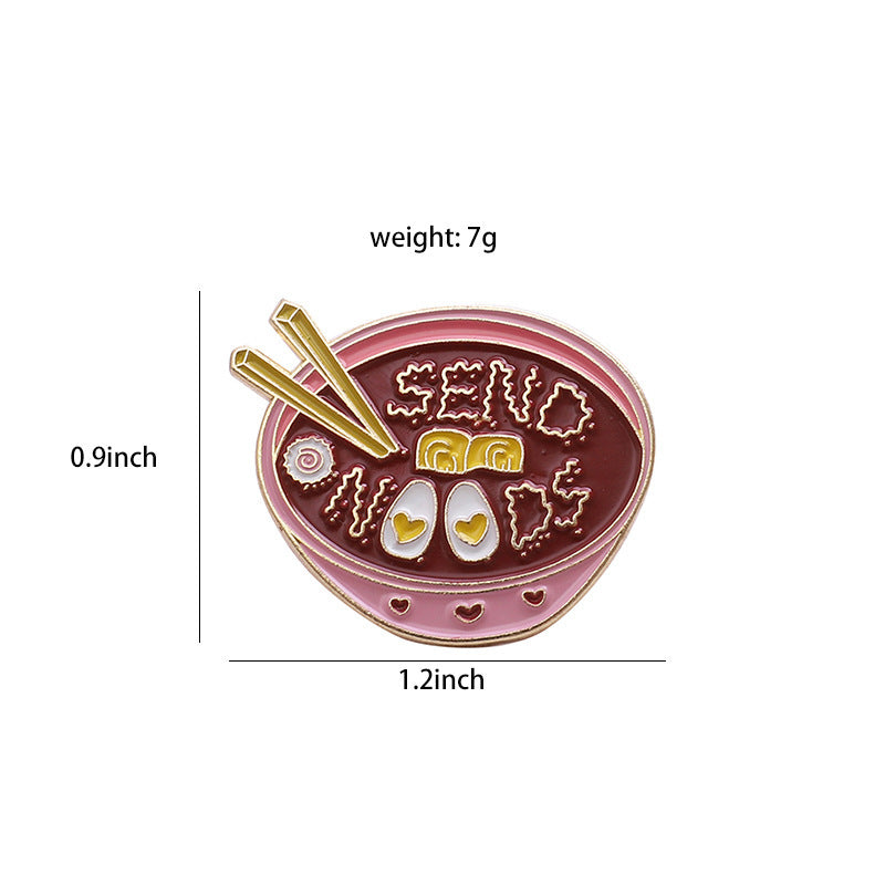 Cute Cartoon Ramen Brooch - Stylish Japanese Pin - styled view