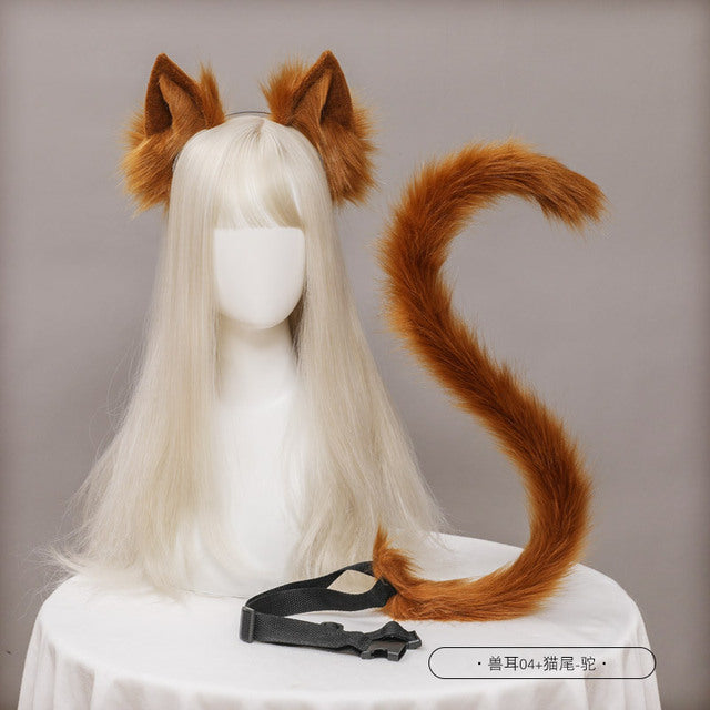 Cute Cat Ear and Tail Cosplay Accessories Set - in use