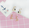 Cute Cat Earrings and Moon Ear Cuffs - front view