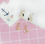Cute Cat Earrings and Moon Ear Cuffs - front view