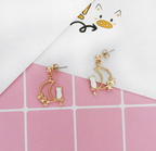 Cute Cat Earrings and Moon Ear Cuffs - side view