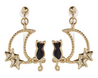Cute Cat Earrings and Moon Ear Cuffs - back view