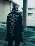 Cyberpunk Long Overcoat with Hooded Cape for Men - front view