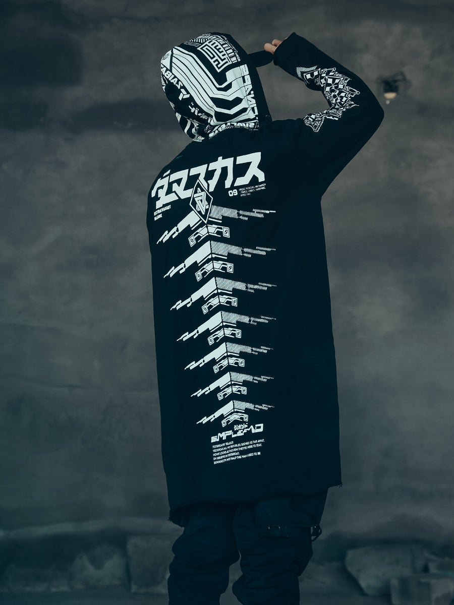 Cyberpunk Long Overcoat with Hooded Cape for Men - packaging view