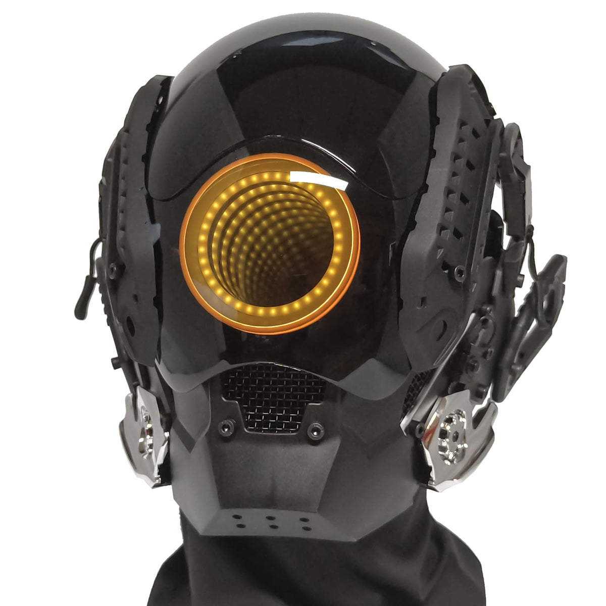 Cyberpunk Mask Helmet Futuristic Mask with Infinity Mirror Lights Techwear mask Cosplay - detail view