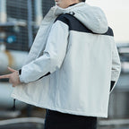 Cyberpunk Patchwork Cotton Jacket for Men (Autumn/Winter) - front view