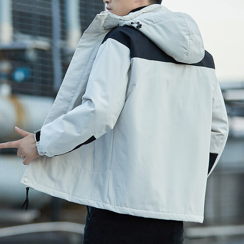 Cyberpunk Patchwork Cotton Jacket for Men (Autumn/Winter) - front view