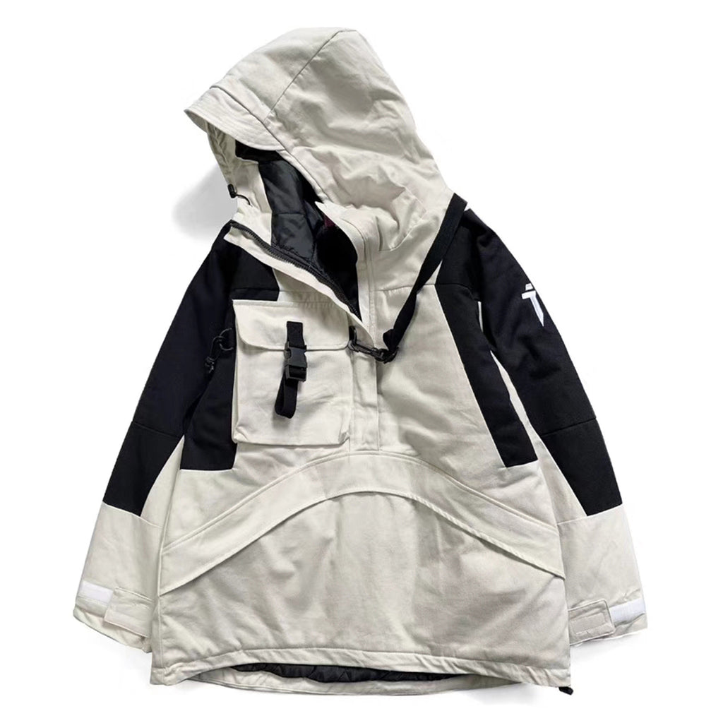 Cyberpunk Patchwork Cotton Jacket for Men (Autumn/Winter) - side view