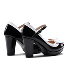 Lolita Butterfly Shoes - Low-Cut PU With Chunky Heel