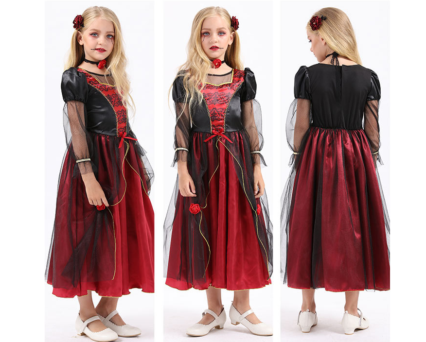 Girls Vampire Princess Dress - Halloween Dress-Up Costume